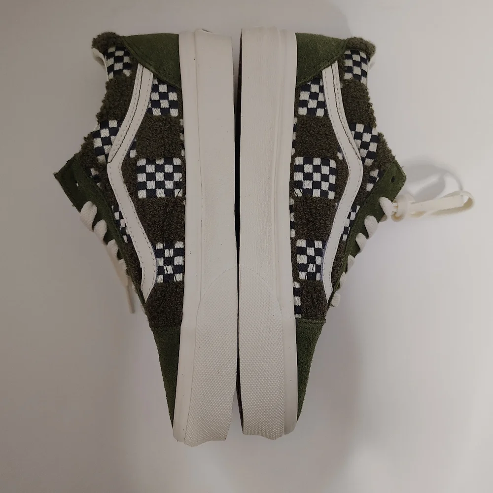 Vans Old Skool Suede Check Loden Green Skateboard Tufted Shoes Size M5/W 6.5 NEW